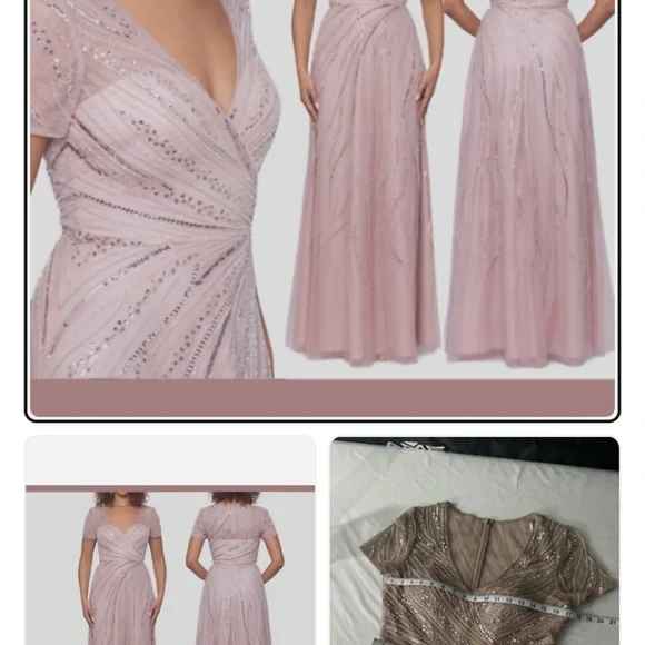 NWT $379 Xscape [ 6 ] V Neck Beaded Chiffon A Line Gown In Blush Pink - Picture 2 of 10
